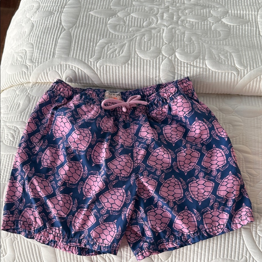 J. Crew Pink and Blue Turtle Pattern Women's Cargo Shorts